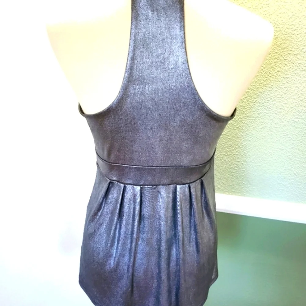 INC Gunmetal Metallic Sleeveless Racerback Blouse